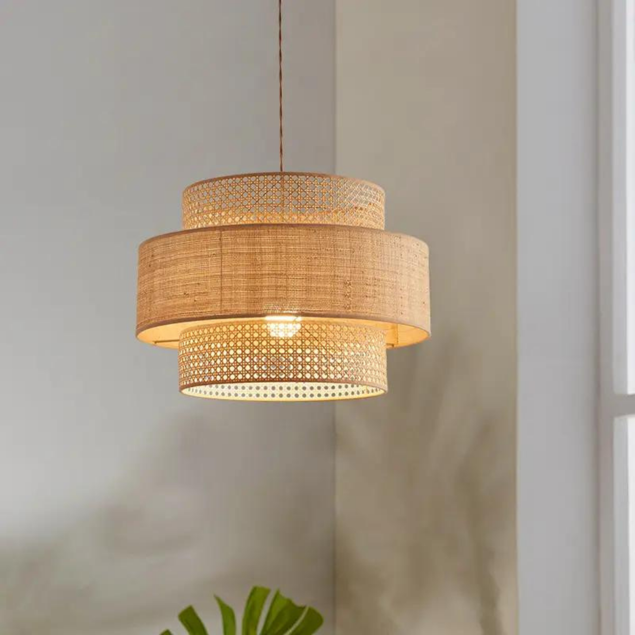 Cane Webbing Lamp | Rattan Pendant Lamp LP-27